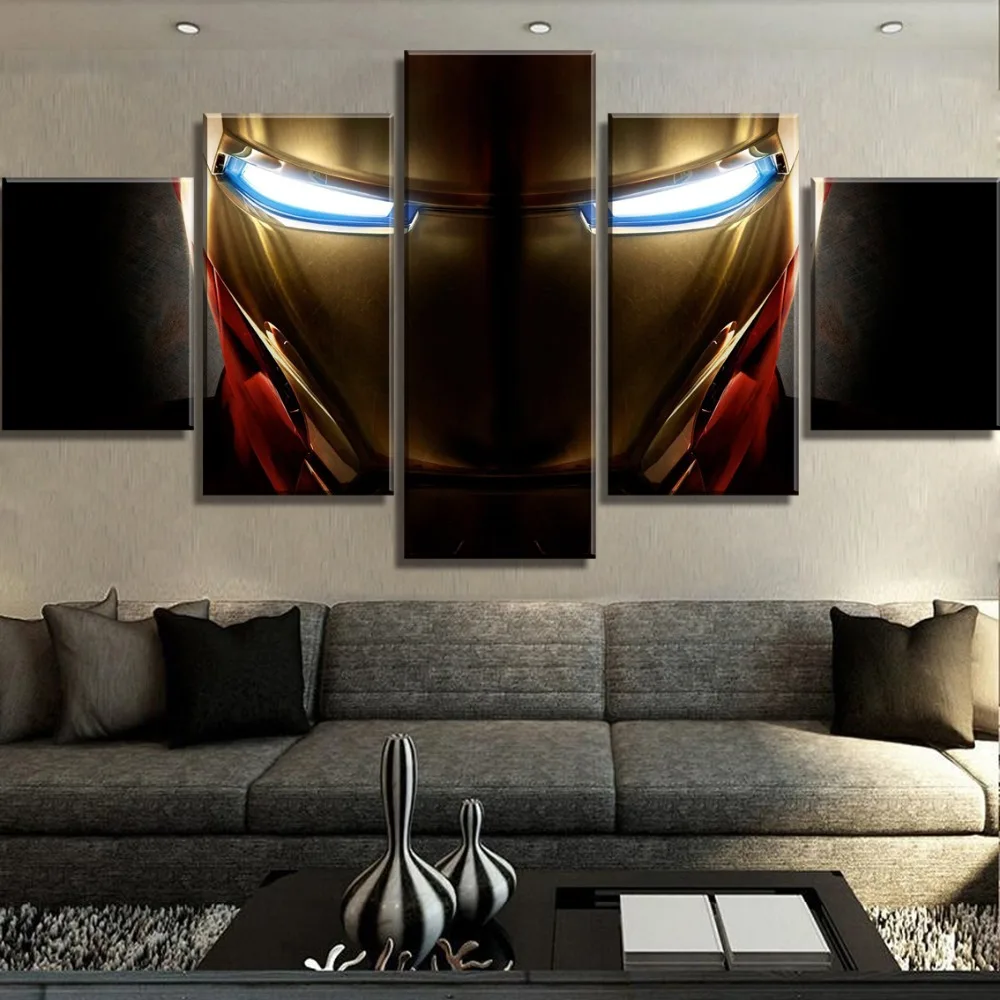 

HD Print 5 Piece Canvas Art Iron Man Marvel Movie Poster Paintings on Canvas Wall Art for Home Decorations Wall Decor Framework