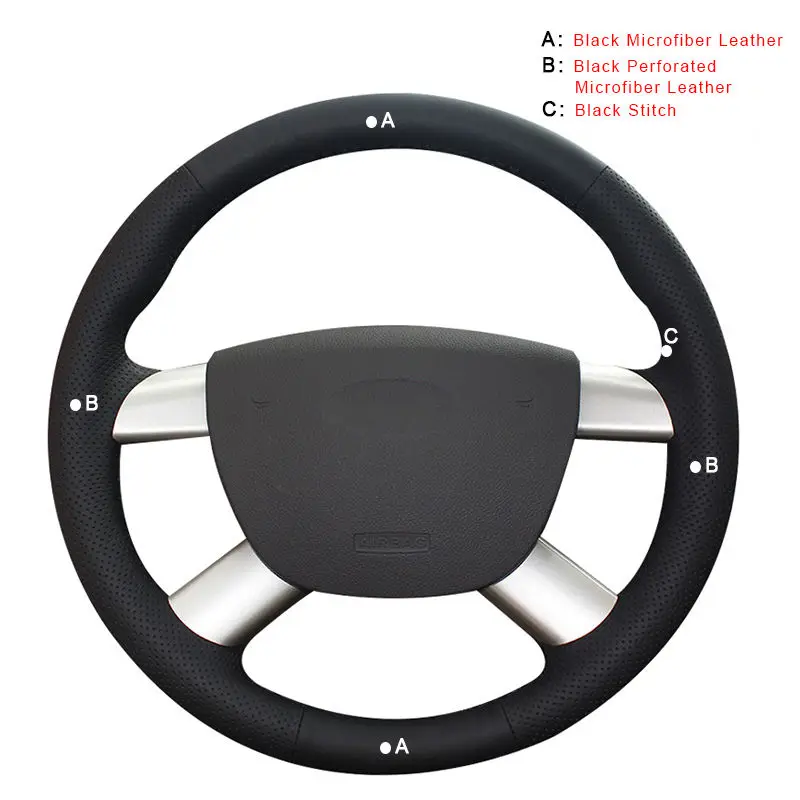 Microfiber Leather Автомобильная оплетка на руль для Ford Focus 2 2005-2011 Kuga 2008-2011 C-MAX 2007-2010 Авто кожаные рулевые чехлы - Название цвета: Microfiber Leather