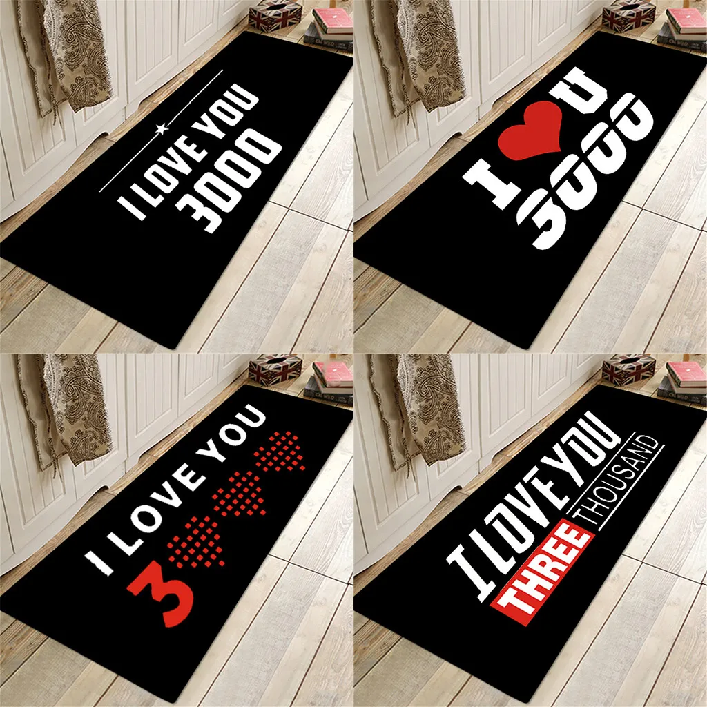 

Carpet For Living Room Modern I love You Three Thousand Times Pattern Square Area Rug FLeece Kitchen Bathroom 60X180CM L528