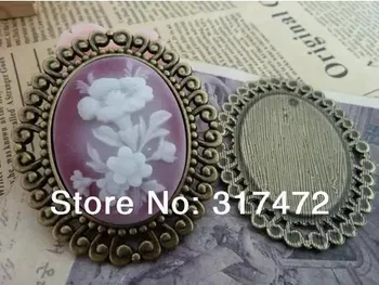 

Free shipping!!! DIY accessories the ancient bronze lace pendant base outside 47 x 57-30 x 40 mm diameter Cabochon Setting