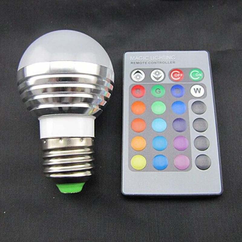 1Pc Multicolors RGB Christmas Decor Atmosphere LED Night Light E27 5W 110V - 220V LED lamp Spotlight Bulb With IR Remote 5