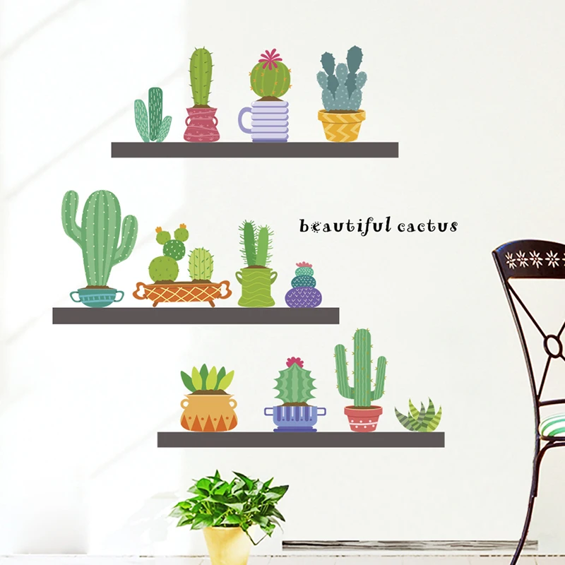Beautiful Cactus Wall Stickers Home Decor Living Room Dining Room