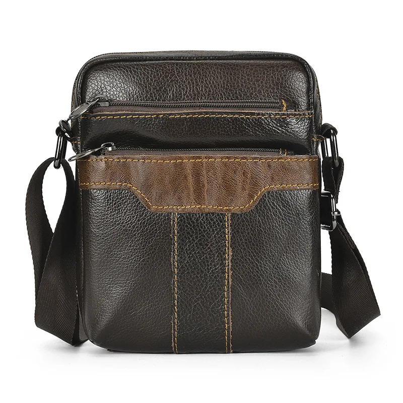Genuine Leather Men Messenger Bag Fashion Man Small Bags Business Crossbody Male Shoulder Men's Travel Zipper Handbags |
