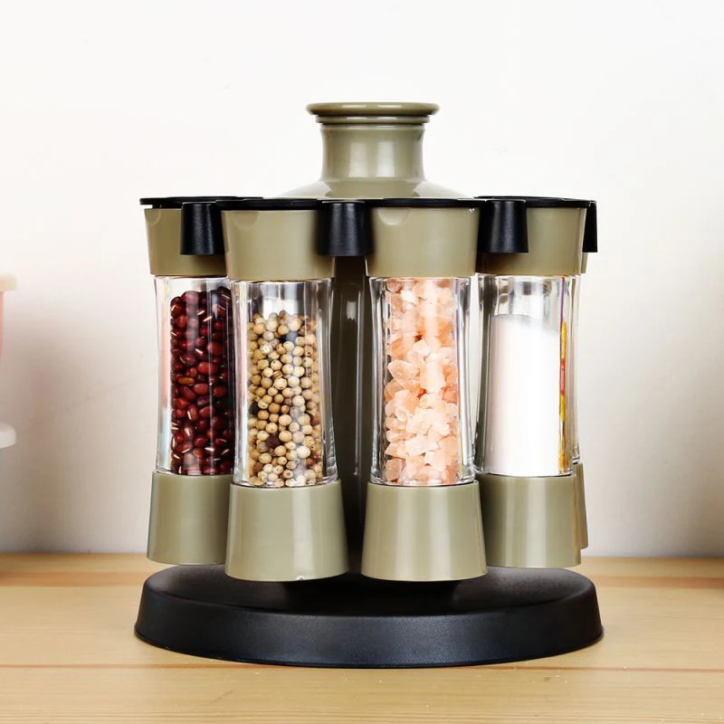 

8PCS Multifunction Rotary Storage Box Spice Seasoning Box Kitchen Practical Spices Condiment