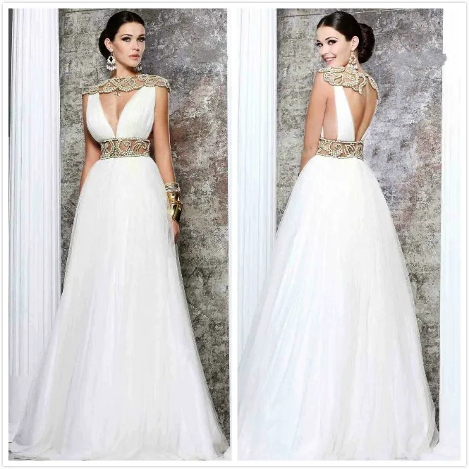

2019 New Arrival Backless Long Evening Gowns Vestido De Festa Longo Robe De Soiree Formal Gowns Gala A Line Pearls Prom Dresses