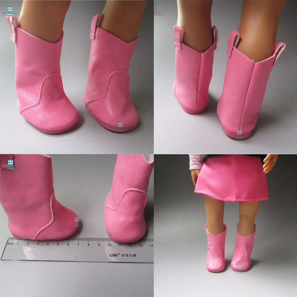 one pair 7cm Fashion toy doll leather shoes boots for 18 inch 45cm