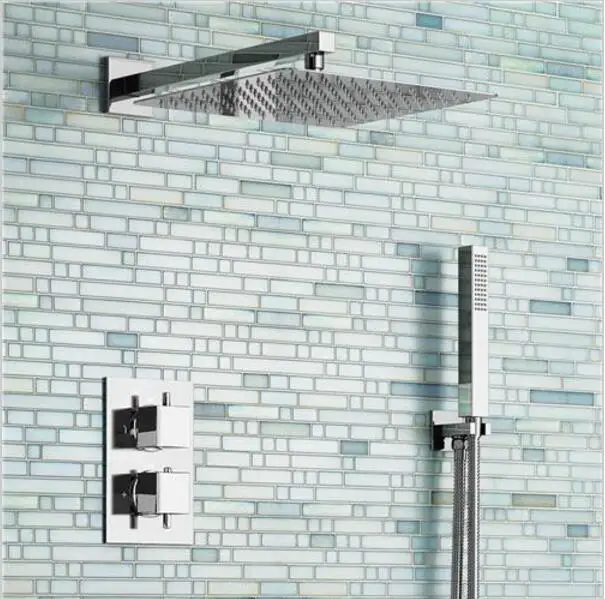 Bathroom shower sets 12" Ultra Thin Square Thermostatic Shower Sets 2