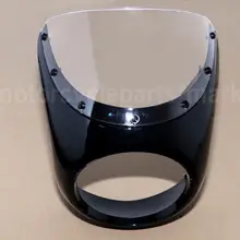 Глянцевый черный мотоцикл ретро кафе гонщик стиль рукоятка фары обтекатель с маской экран Универсальный Подходит 7 дюймов мотоцикл