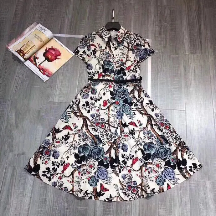 

High quality New Fashion Women 2019 summer Dress Luxury famous Brand European Design party style dress WD05160