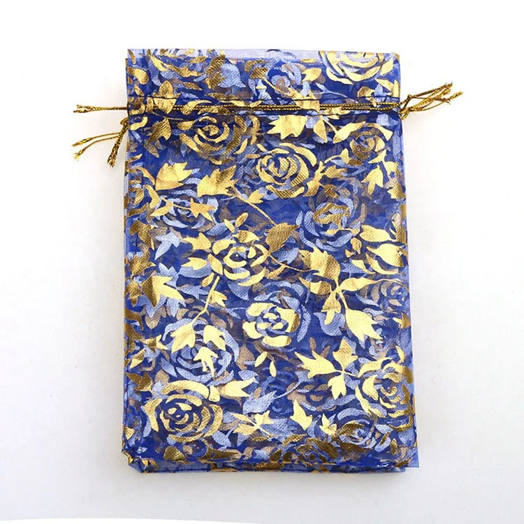 50 шт., 11 цветов, смешанные сумки из органзы с сердечками и розой, для рождества, свадьбы, вуали, Подарочный пакет с конфетной упаковкой ювелирных изделий - Цвет: Blue