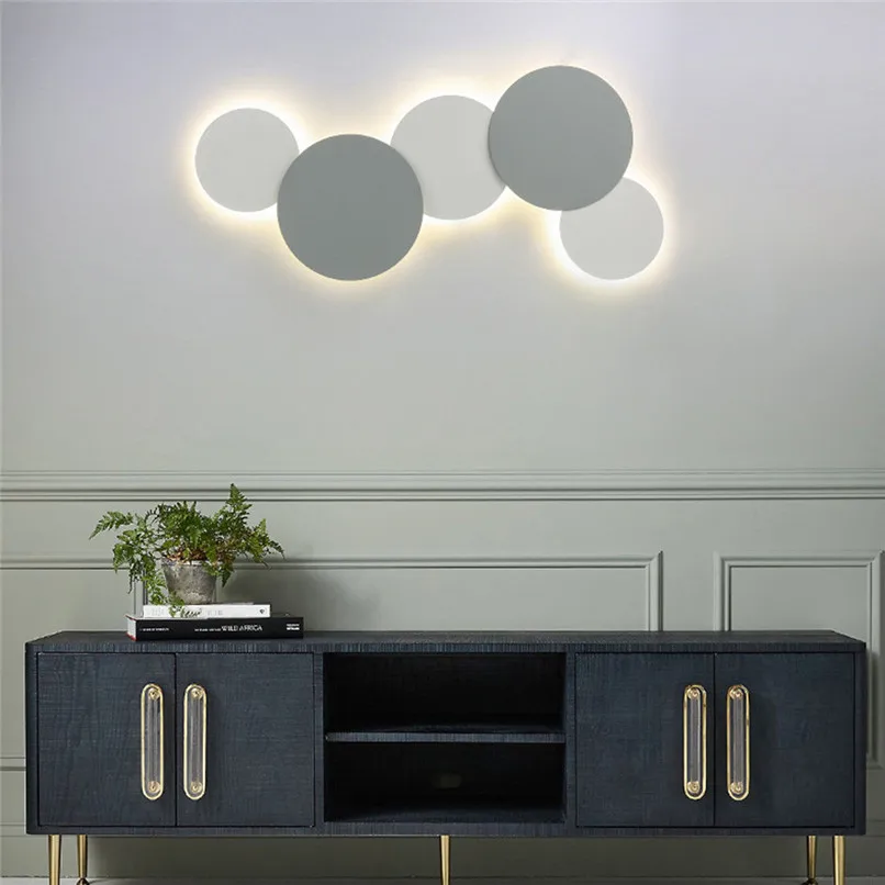 

Creative Wall Light LED Simple Creative Round Wall Lamp Can Be Combined Eclipse Minimalist Bedroom Wall Lamp #4M31