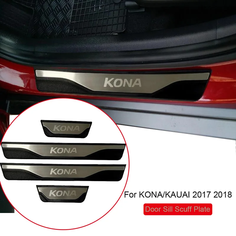 

Car Door Sill Scuff Plate for Hyundai KONA KAUAI 2017 2018 Door Sill Protector Sticker Door enter guard door kicck protector new