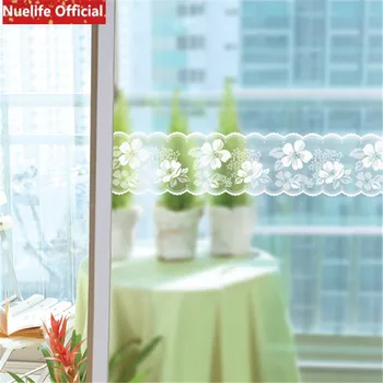 

White Lace Pattern Glass Window Mirror pvc Sticker Shop Office Glass Door Anti-collision Strip Waist Sticker Warning Sticker
