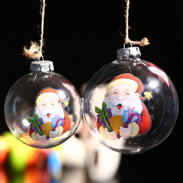 Clear Glass Ball Ornament / Santa Claus & Presents/ Father Christmas Clear Glass Ball Ornament / Santa Claus & Presents/ Father Christmas Ornament Tree Decoration Ball DIY Paintable Party Freeship - Clear Glass Ball Ornament / Santa Claus & Presents/ Father Christmas