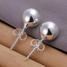 925 пробы, Модные Простые Ювелирные серьги-гвоздики с шариками, уникальные элегантные женские ювелирные изделия