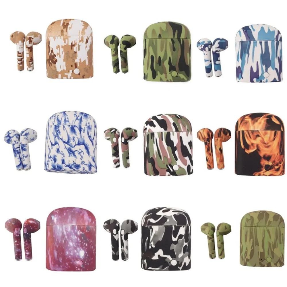 

New TWS i7s Wireless Bluetooth Headset Camouflage Earphones Mini In-Ear Earbuds Stereo Sports Earphones with Charging Case