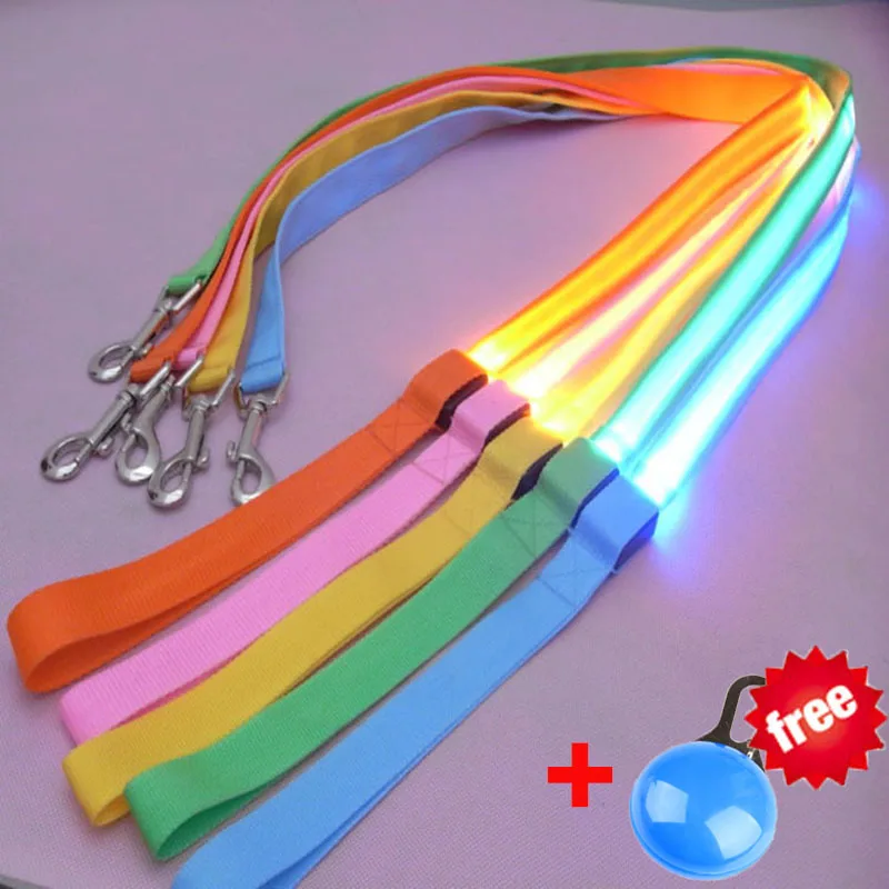 120CM Nylon Pet LED Dog Leash Night Safety LED Flashing Glow In The