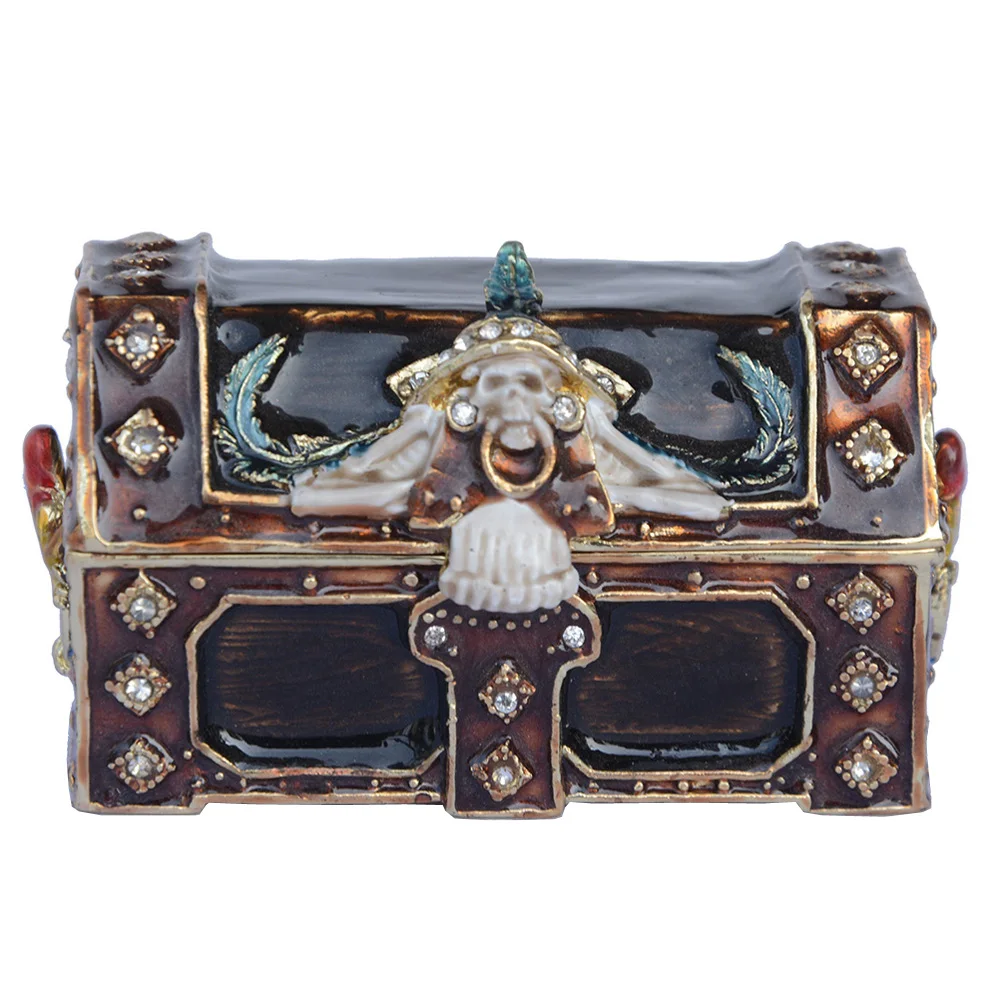 

Pirates chest mysterious magic box rhinestone hinged trinket box vintage tabletop decoration collectible gifts antique craft