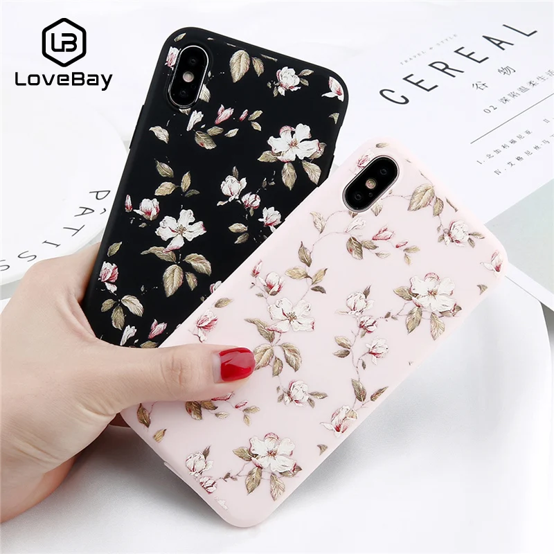 

Lovebay Phone Case For iPhone 6 6s 7 8 Plus X XR XS Max 5 5s SE Fashion Cute Cartoon Beautiful Flower Soft TPU For iPhone X Case