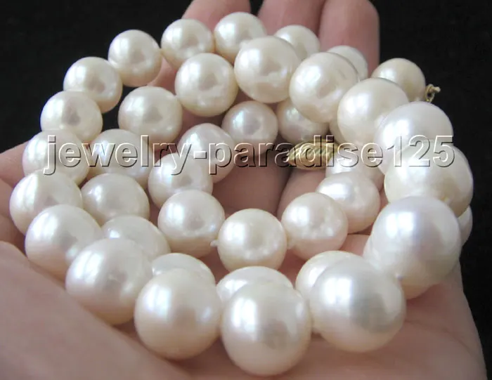 

AAA 20" 11mm natural white round freshwater pearl necklace-14KGP gold clasp