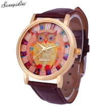 Fashion Women Watches Owl Pattern Leather Band Clock Analog Quartz Vogue Watch wholesaleF3