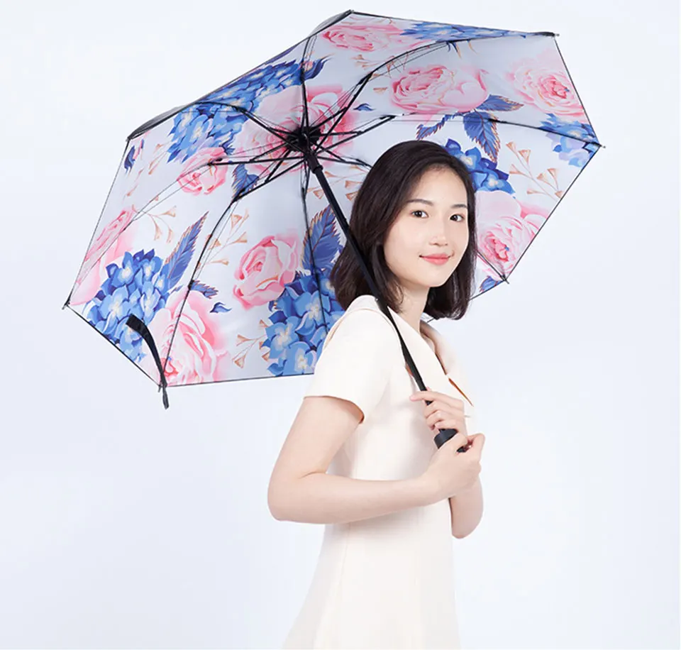 Портативный Зонт с цветочным принтом, складной зонт с карманами для женщин и детей, женский зонт с защитой от УФ-лучей, Солнечный дождливый зонтик