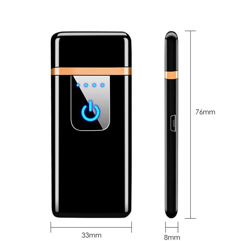 Новая ультратонкая сигарета с зарядкой от USB Зажигалка с сенсорным экраном Электронная Зажигалка Ветрозащитная беспламенная электрическая зажигалка для мужчин подарок