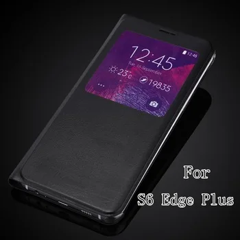 Smart Sleep Awake For Samsung Galaxy S6 Edge Plus 5.7inch G928 G9280 G928F Luxury Ultra Slim PU Leather View Flip Cover Case