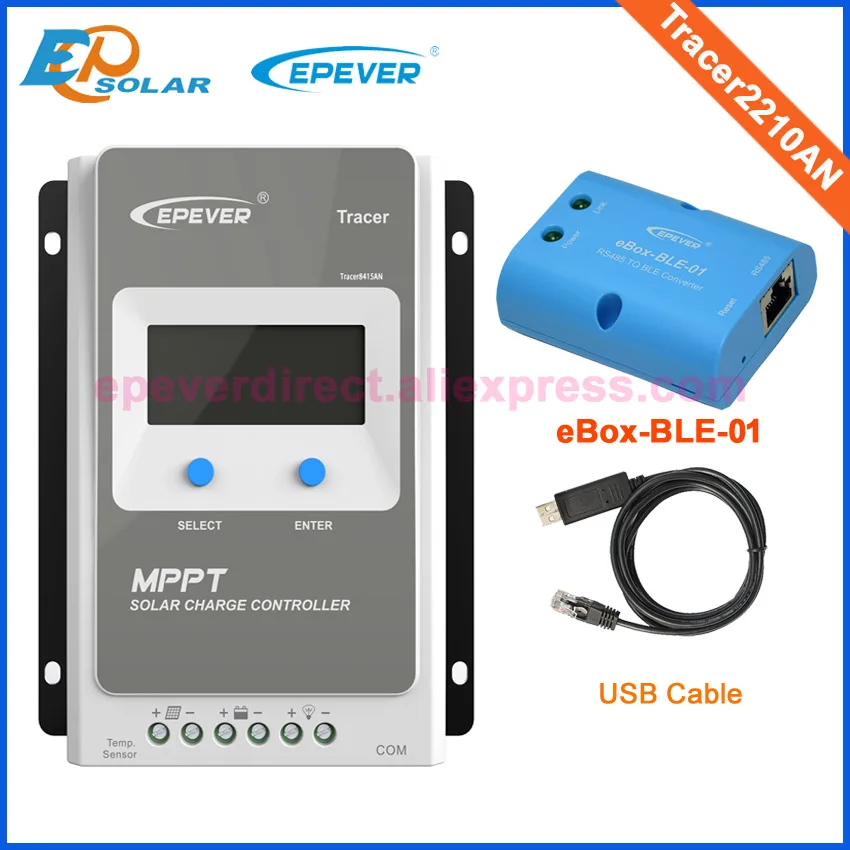 

Solar panels regulator controller Tracer2210AN eBOX-BLE-01 USB cable EPEVER MPPT 12V 24V battery auto charger work 20A