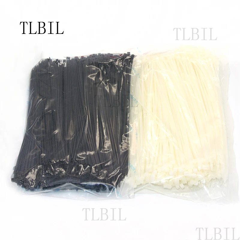 

500Pcs 3mm x 200mm Nylon Plastic Zip Trim Wrap Cable Loop Ties Wire Self-Locking