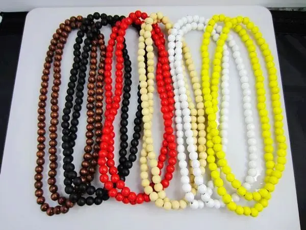 

6 Colors High quality wood beads Chain Necklace Ball Chain wood necklace for Hip hop