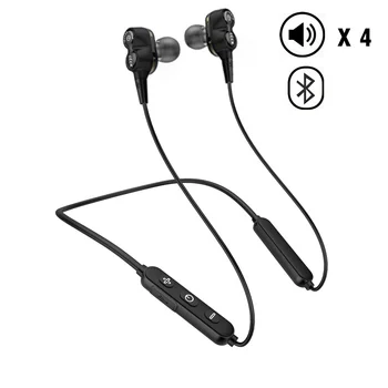 

Dynamic Hybrid Bass Bluetooth Plug-in Earphone 4 Speaker Neckband Sport Running Headset Girl Wired Dual Earbud Audifonos Fones