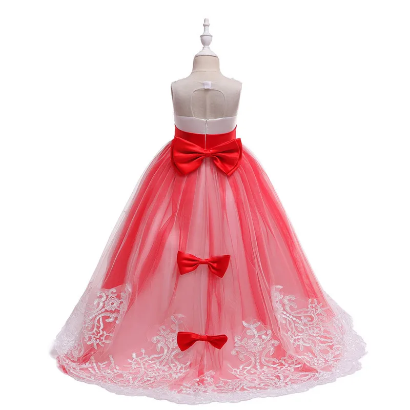 

JAYLAY Princess Party Dresses For Girls Lace Trailing Sleeveless Flower Party Ball Gown Evening Dresses Kid Prom Wedding Children Dress