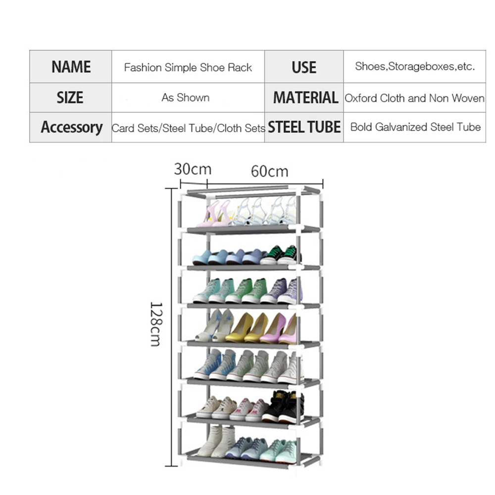 Простая 10 ярусная 9 сетка стойка для обуви Пыленепроницаемая Ткань Оксфорд обувь ковчег легко собранный шкаф для домашней мебели
