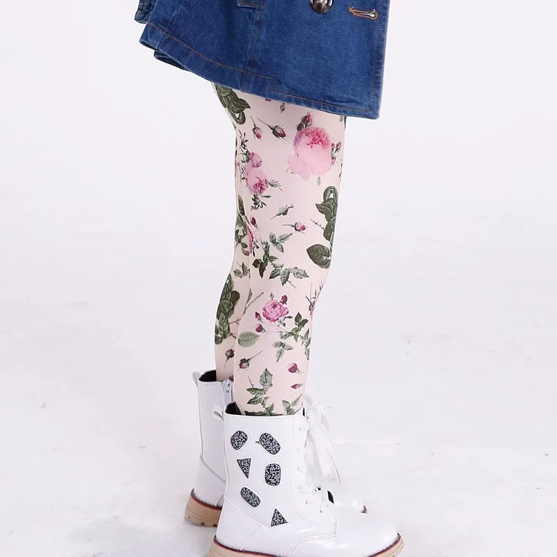 Штаны с цветочным принтом для маленьких девочек модные эластичные леггинсы для девочек детские брюки на осень и лето, От 3 до 8 лет