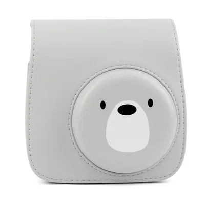 Наплечная сумка для камеры, защитный чехол, цветные лесные узоры, кожаная сумка для камеры Fujifilm Instax Mini 8/MINI8+/9 - Цвет: gray with Bear