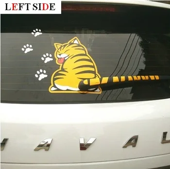 

LEFT SIDE Funny Car Stickers Windscreen Wiper Car-styling Vinyl Personality Window Car Sticker Waterproof Reflective Cat