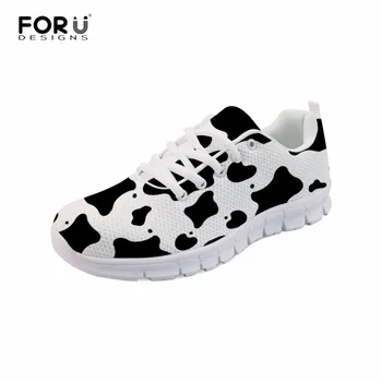

FORUDESIGNS Women Breathable Sneaker Cute Cow Printing Ladies Vulcanized Shoes Light Wight Mesh Women Shoes zapatos de mujer