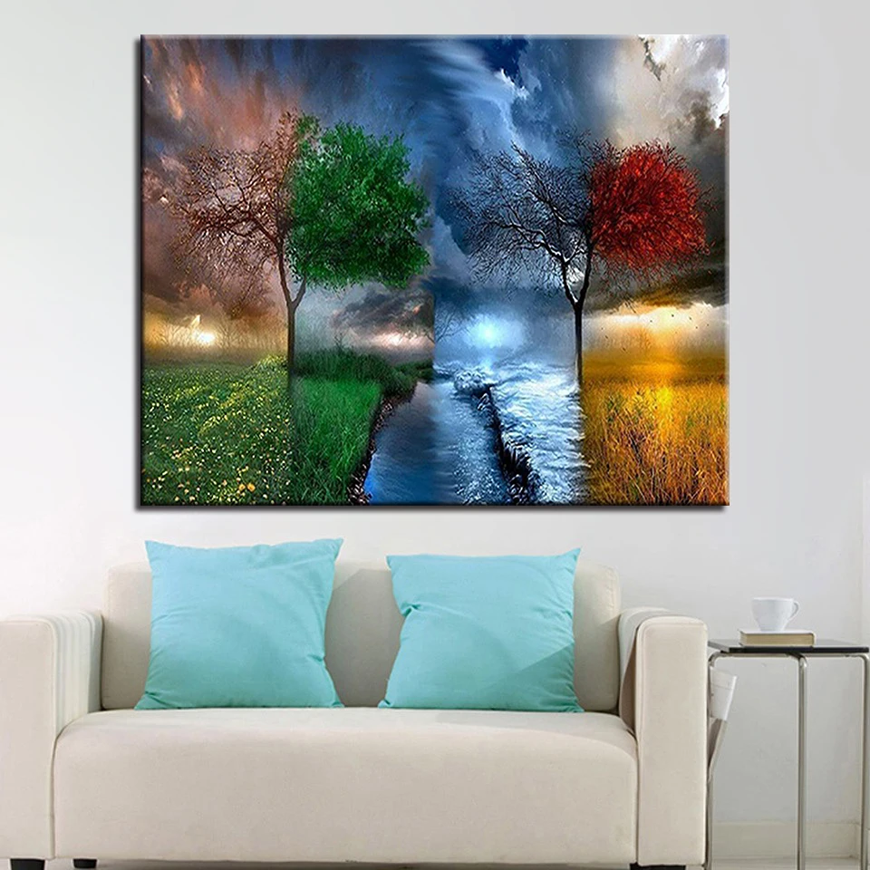 

Diy Coloring Pictures By Numbers Calligraphy Tree Canvas Oil Forest Landscape Painting Framework For Living Room Drawing