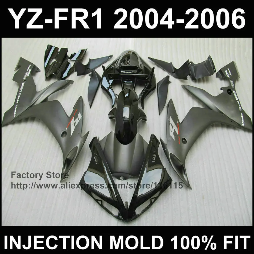 

Flat black customize body parts for YAMAHA Injection mold fairings YZF R1 2004 2005 2006 YZFR1 04 05 06 YZF1000 custom fairing