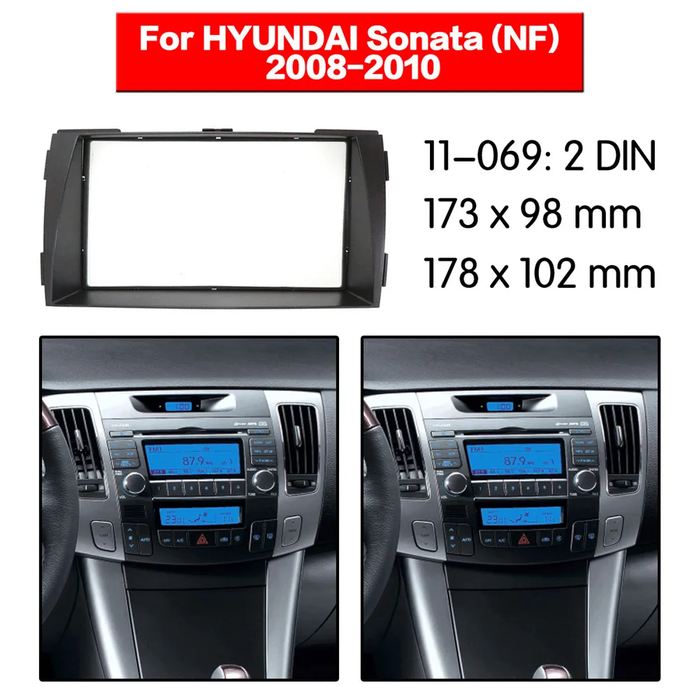 Sonata 2009-2010 Double DIN Car Stereo Radio Dash Install Kit With Wire Harness