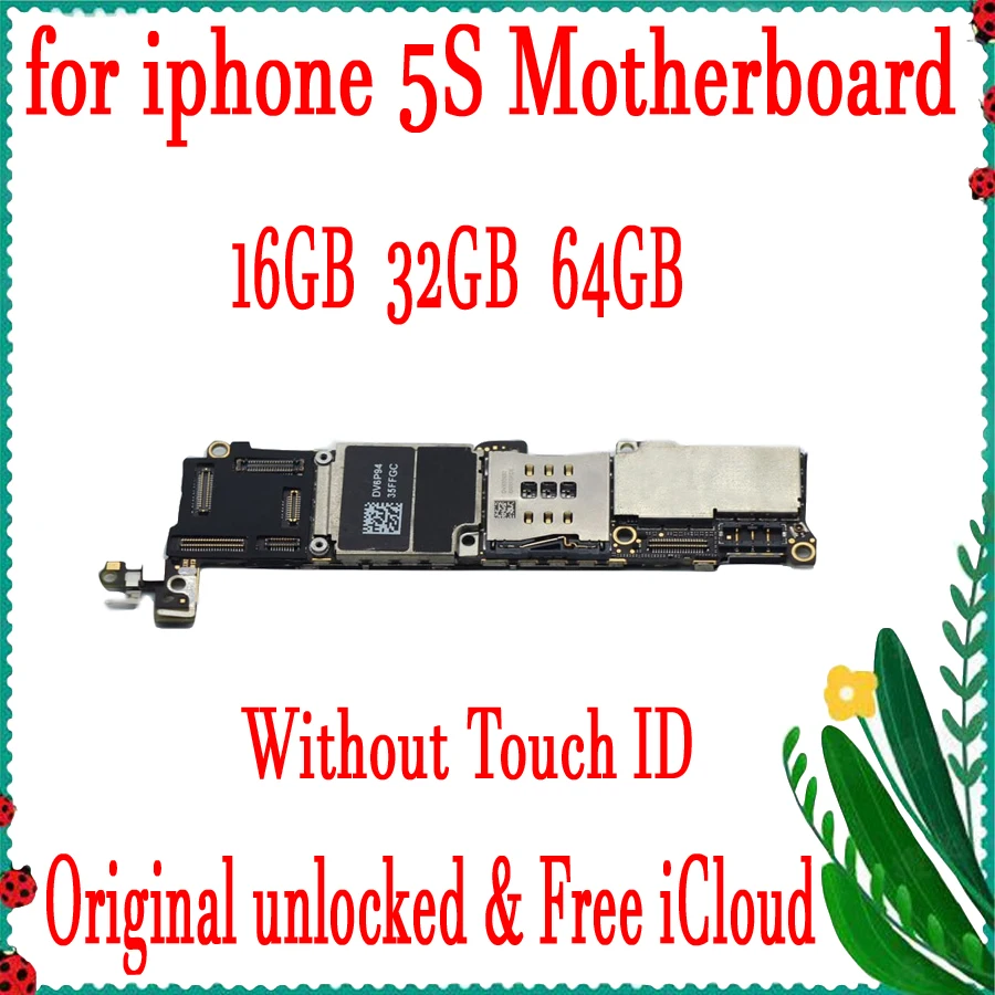 

16GB 32GB 64GB Factory unlocked for iphone 5S Motherboard without Touch ID,Original for iphone 5S Mainboard+Chips