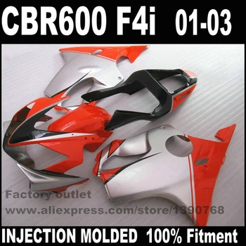 

INJECTION MOLDED fairing body kit for HONDA CBR 600 F4i 2001 2002 2003 black red silver fairings set CBR600 01 02 03 NK63
