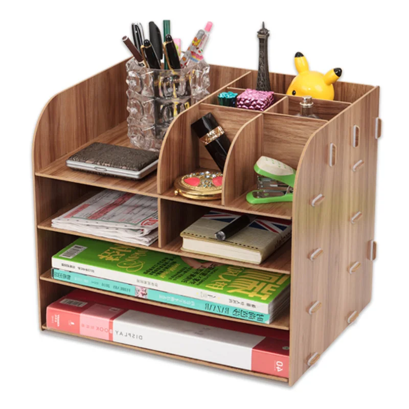 

Wood file frame DIY portfolio file rack wood desktop receiving multi-layer file tray document trays Stationery holder