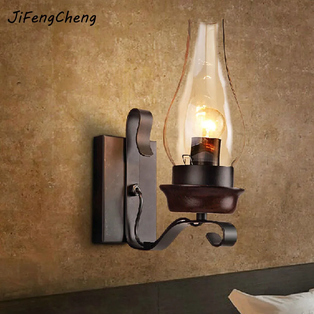 New In 2017 American Country Bar Cafe Led Wall Lamp Dark Wood Color Antique Bronze Lamp 110V~220V Painting Scrub Wood Wall Light ware r in a dark dark wood