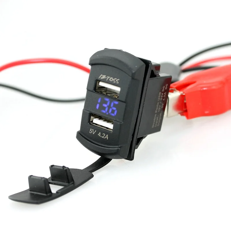 

Professional 12-24V 4.2A Dual USB Charger Socket Digital Voltage Motorcycle Car Switch Panel