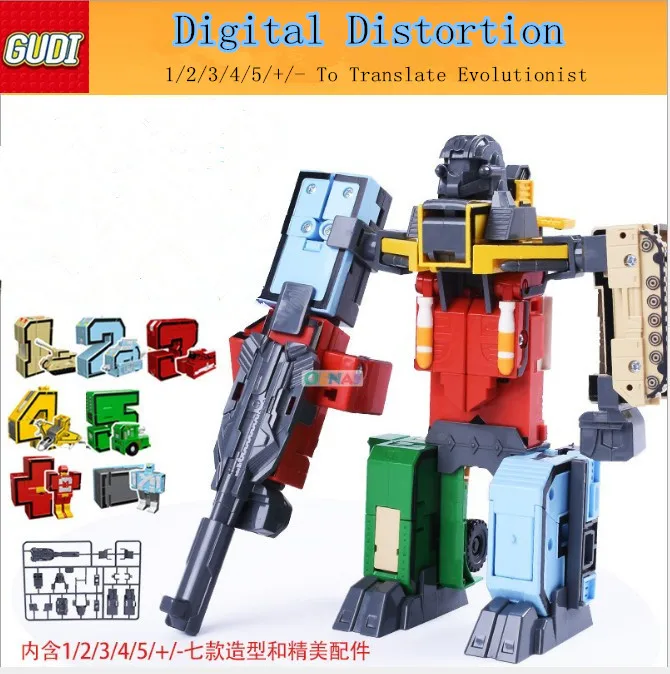 

Gudi Number Robot Transformation Alphabet Dinosaur Robot Animal Educational Action Figures Building Blocks Diy Toys Kids gift