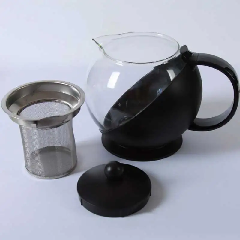 1250 мл черный чайник кофейные чайники из нержавеющей стали стеклянный чайник крышка Ситечка травяной лист заварочный фильтр для чайника