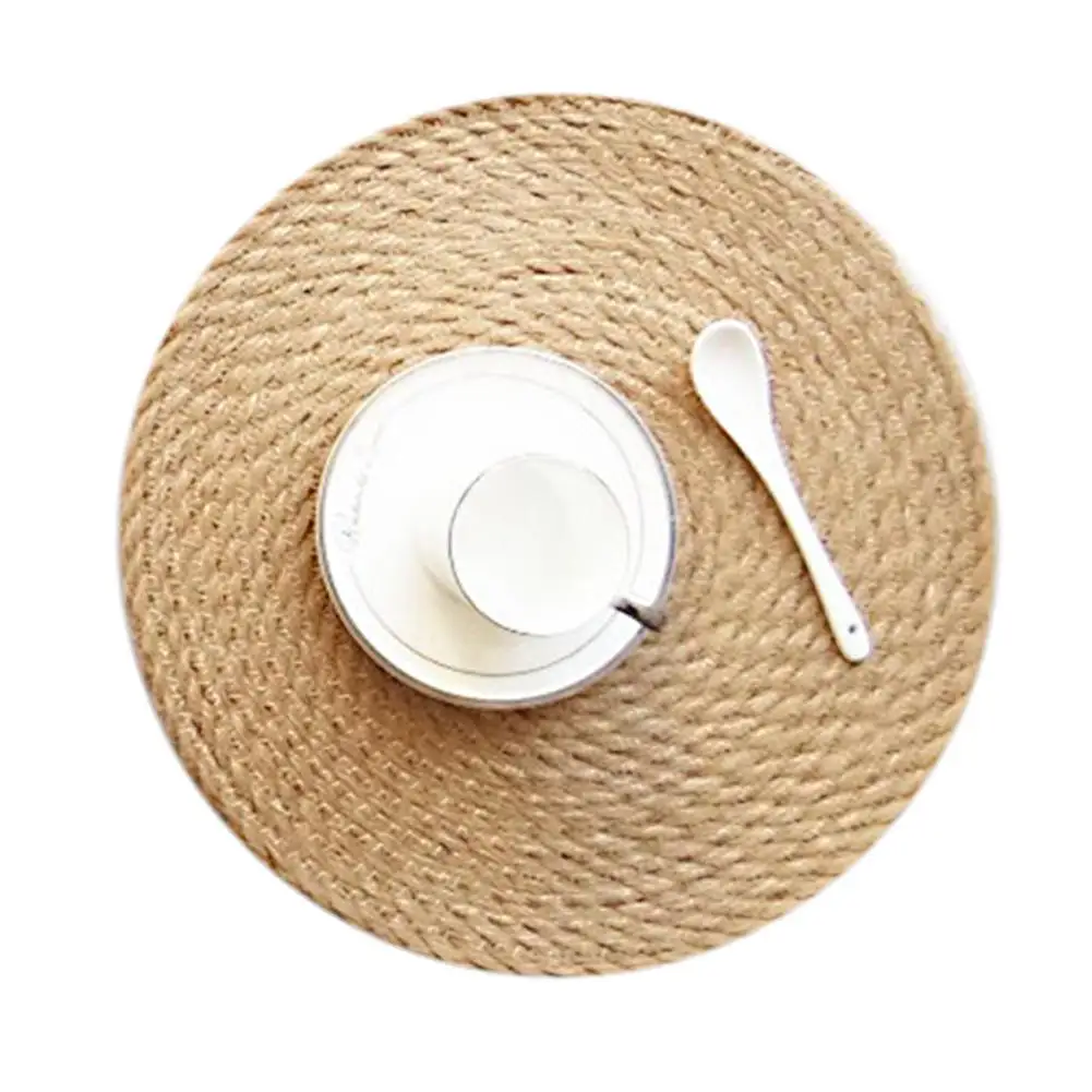 Kitchen Table Mat Round Placemat Drink Coasters Natural Straw Placemats Cup Coaster Kitchen Accessories Decoration Home