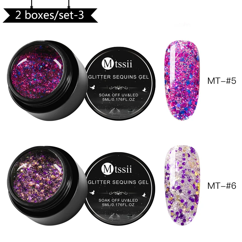 

Holographic Glitter Nail Gel Polish Set Shiny Laser Sequins Pink Purple Color Soak Off UV Gel Polish Diamond Nail Art Lacquer
